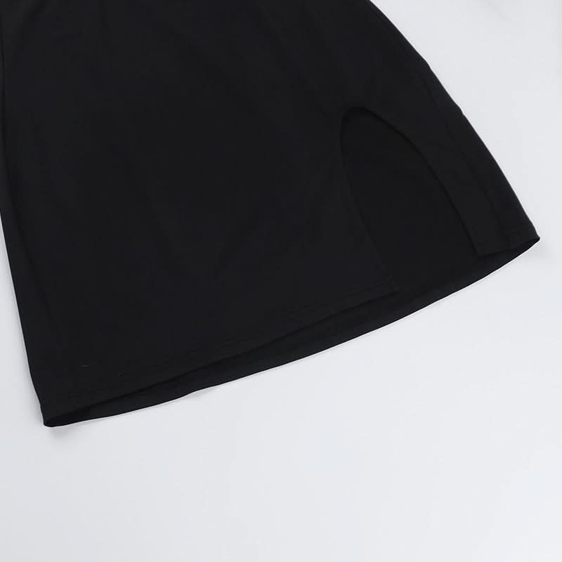 Long sleeve irregular slit hollow out cut out mini dress  | Festival Outfits Women
