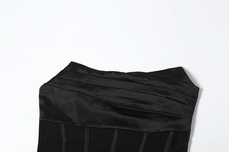 Ruched zip-up mesh corset irregular tube mini dress  | Festival Outfits Women