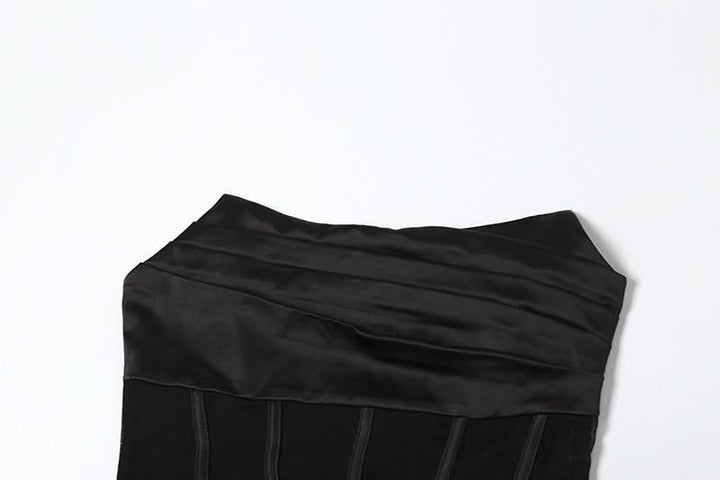 Ruched zip-up mesh corset irregular tube mini dress  | Festival Outfits Women
