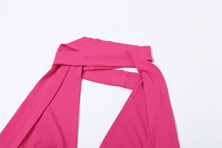 V neck halter backless solid top  | Festival Outfits Women
