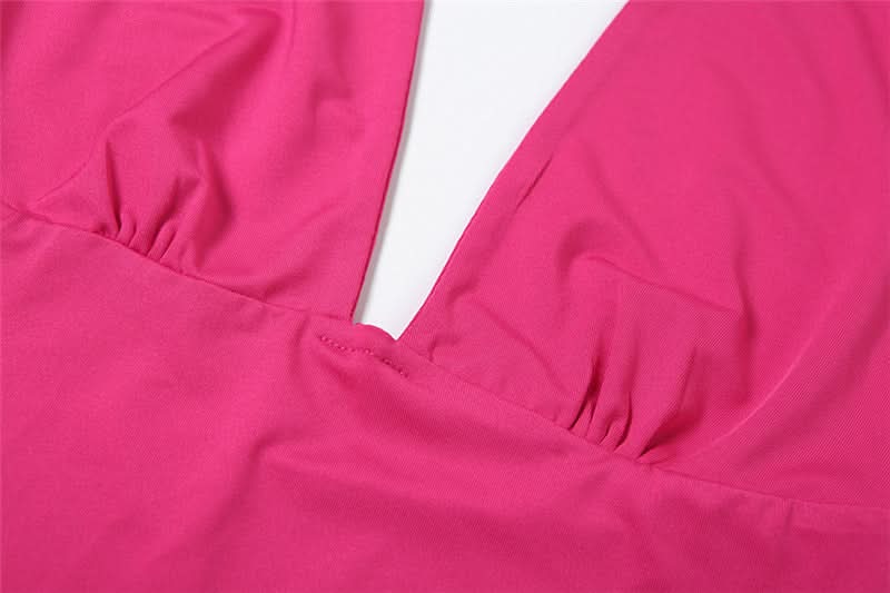 V neck halter backless solid top  | Festival Outfits Women