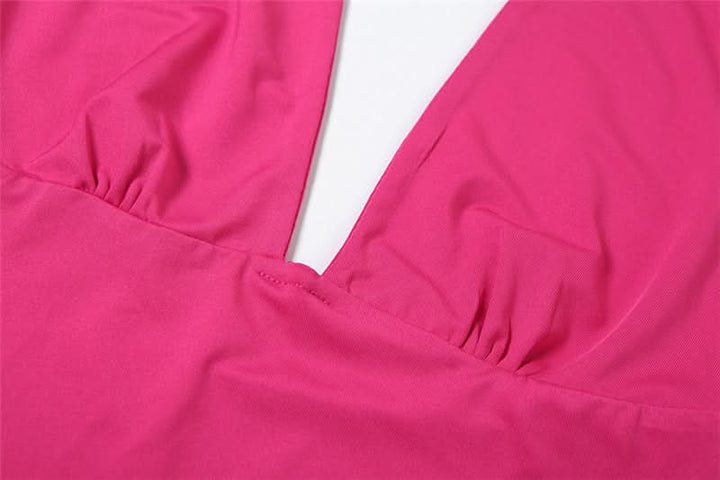V neck halter backless solid top  | Festival Outfits Women