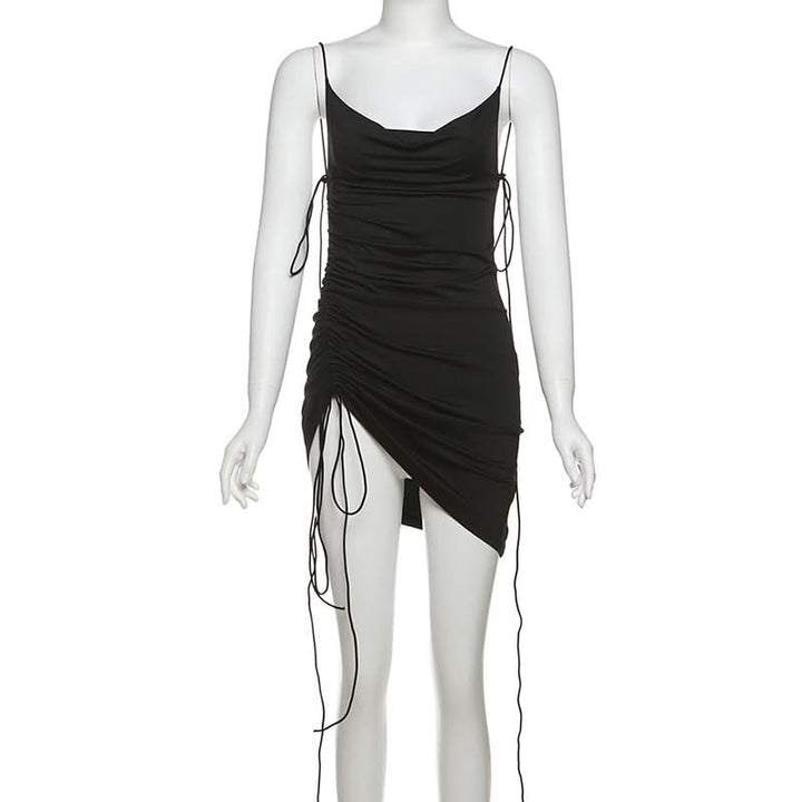 Drawstring cowl neck cami mini dress  | Festival Outfits Women