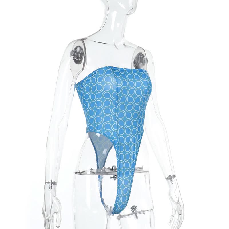 Print backless corset tube bodysuit  | Festival Outfits Women