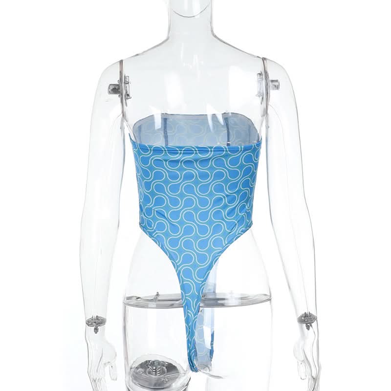 Print backless corset tube bodysuit  | Festival Outfits Women