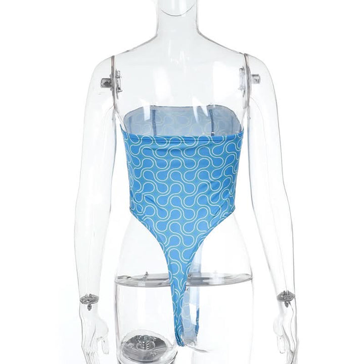 Print backless corset tube bodysuit  | Festival Outfits Women