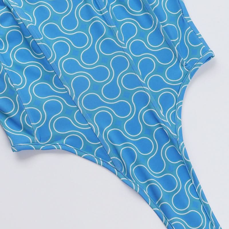 Print backless corset tube bodysuit  | Festival Outfits Women