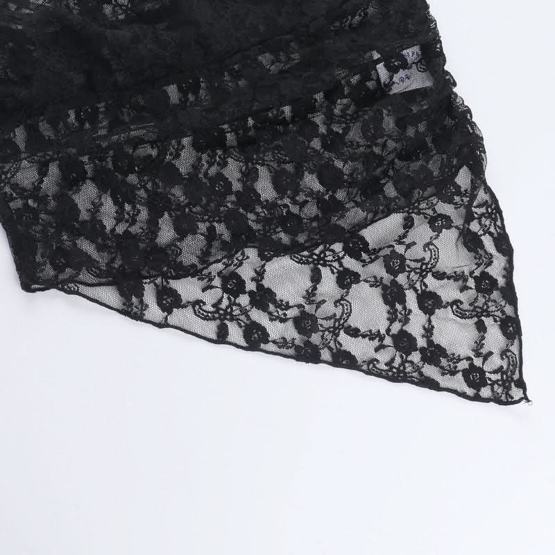Irregular lace see through solid tube top  | Festival Outfits Women