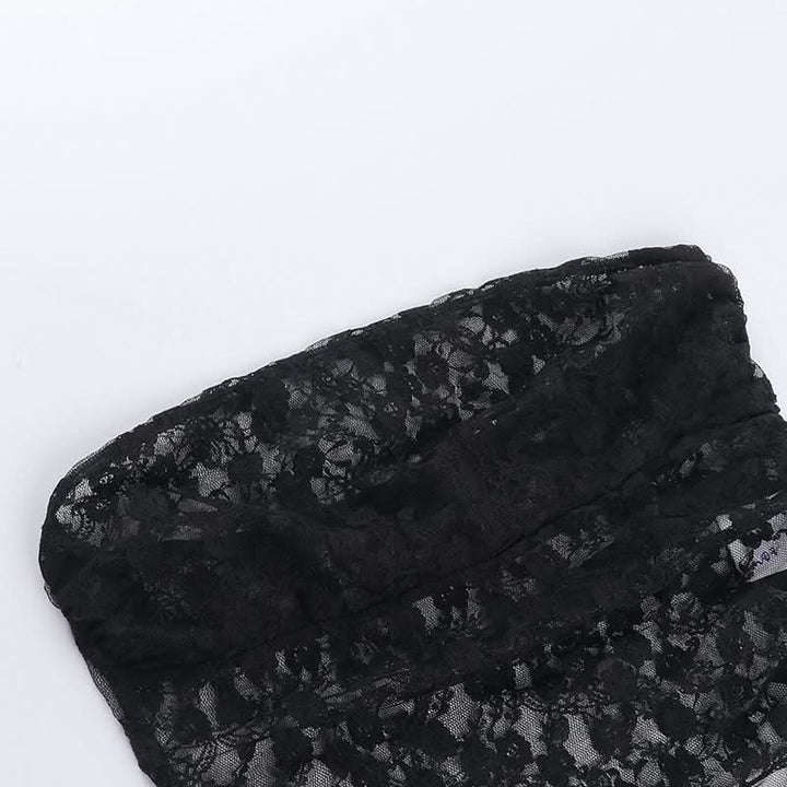 Irregular lace see through solid tube top  | Festival Outfits Women