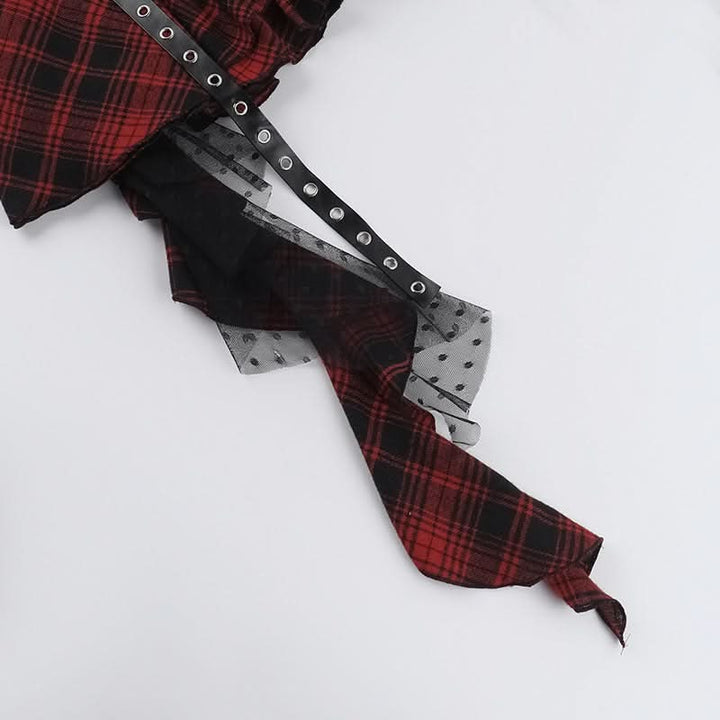 Plaid mesh irregular zip-up A line mini skirt  | Festival Outfits Women