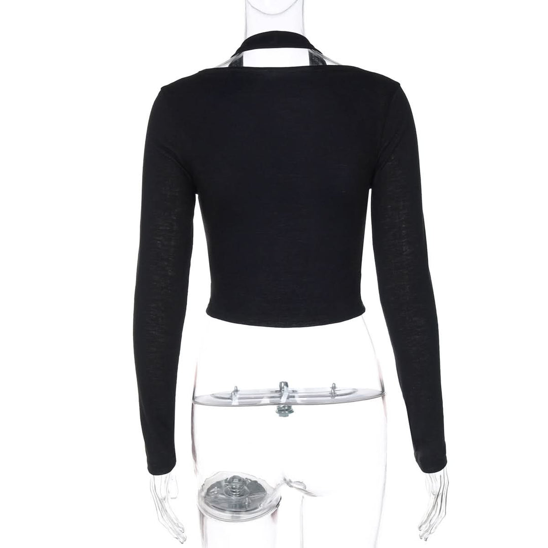 Long sleeve halter solid top  | Festival Outfits Women