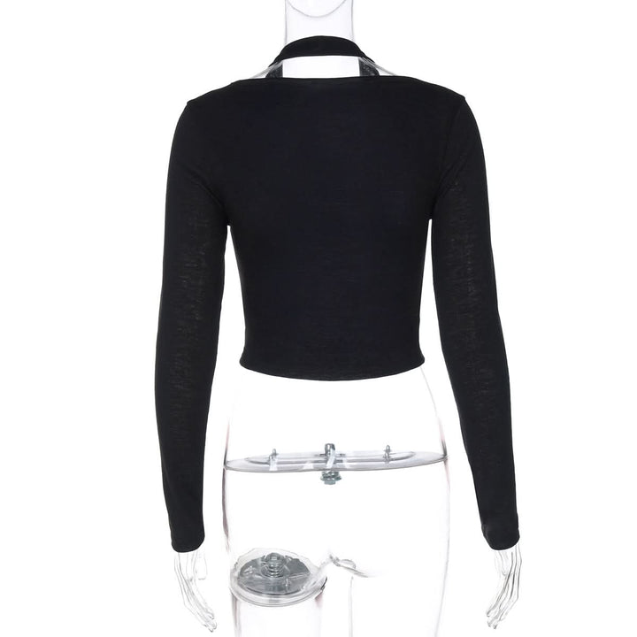 Long sleeve halter solid top  | Festival Outfits Women