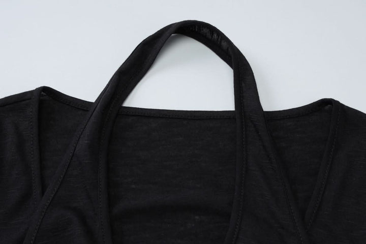 Long sleeve halter solid top  | Festival Outfits Women