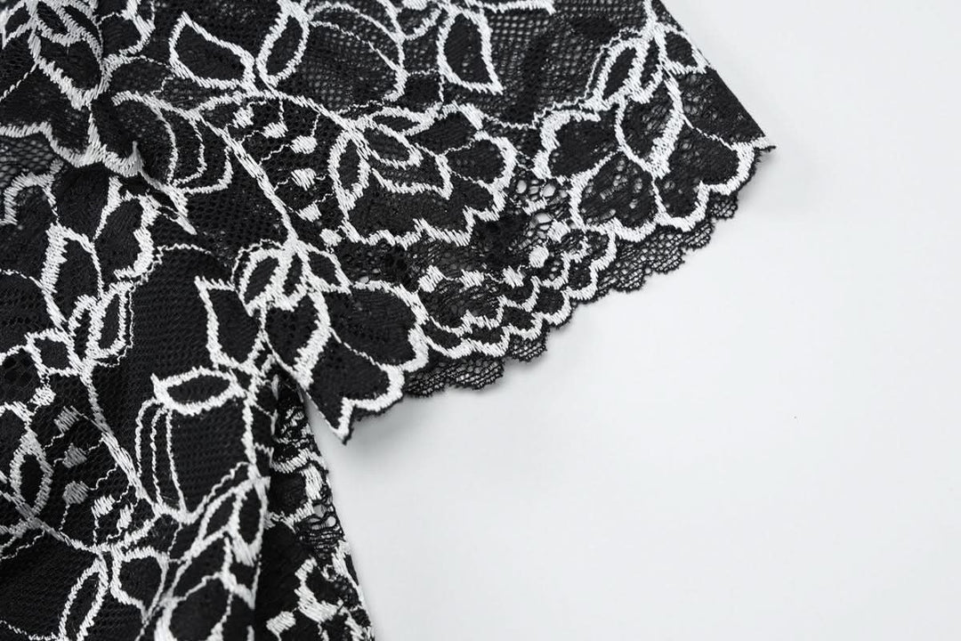 Off shoulder hollow out lace mini skirt set  | Festival Outfits Women-final-sale
