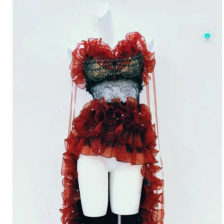 Ruffle beaded lace cami mini dress  | Festival Outfits Women