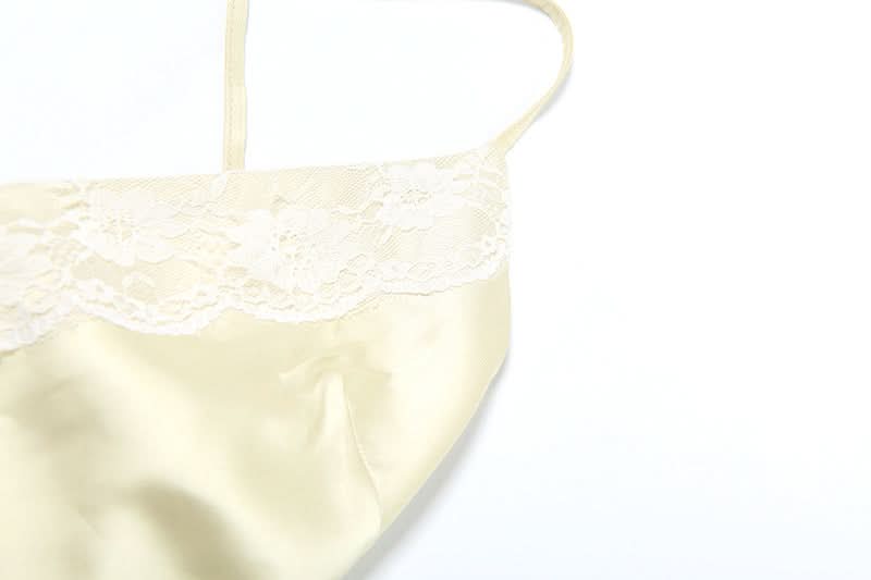 V neck satin cross back self tie cami top  | Festival Outfits Women