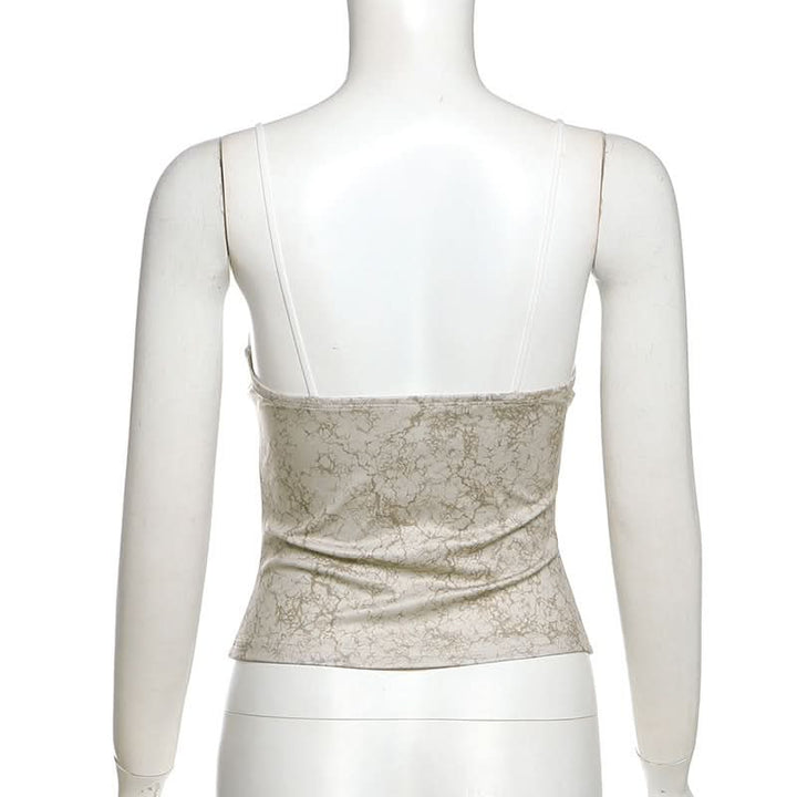 V neck lace hem self tie cami top  | Festival Outfits Women