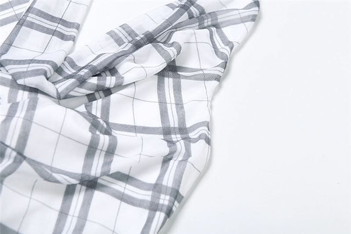 Halter cowl neck plaid backless top  | Festival Outfits Women
