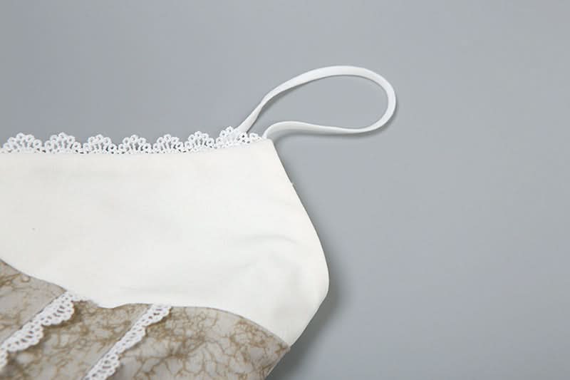 V neck lace hem self tie cami top  | Festival Outfits Women