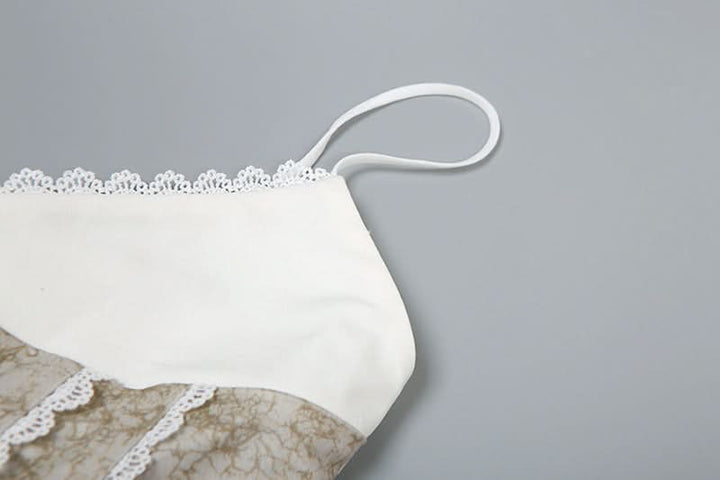 V neck lace hem self tie cami top  | Festival Outfits Women