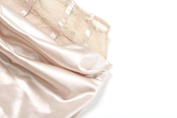 Satin lace patchwork ruched maxi skirt  | Festival Outfits Women