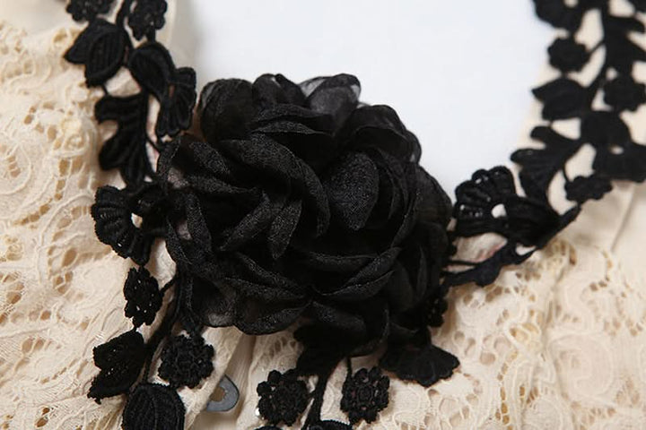 Off shoulder flower applique button top  | Festival Outfits Women