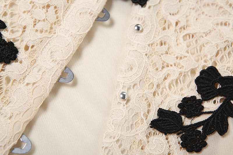 Off shoulder flower applique button top  | Festival Outfits Women