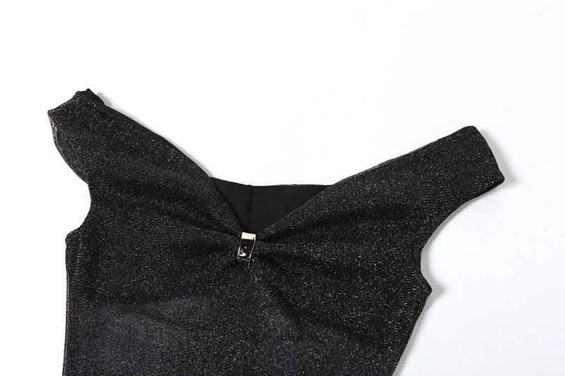 Off shoulder knotted glitter ruched maxi dress  | Festival Outfits Women-final-sale