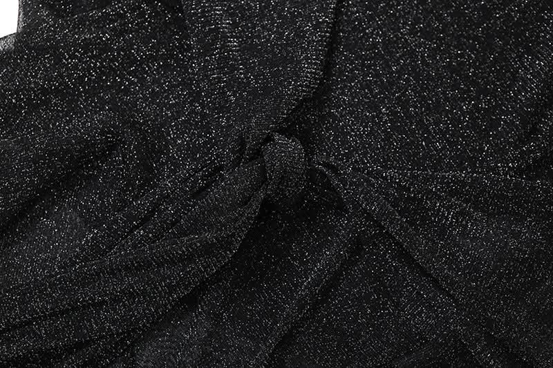 Off shoulder knotted glitter ruched maxi dress  | Festival Outfits Women-final-sale