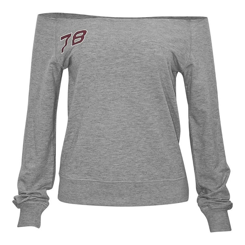 Long sleeve off shoulder letter pattern top  | Festival Outfits Women