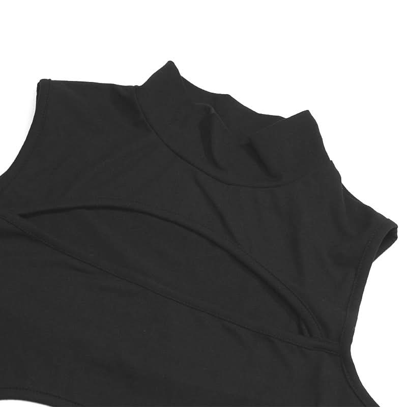 Hollow out high neck sleeveless solid bodysuit  | Festival Outfits Women