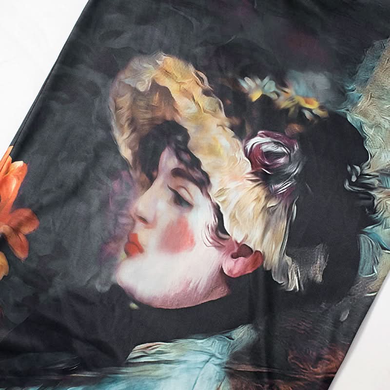 Ruffle character print contrast maxi skirt  | Festival Outfits Women