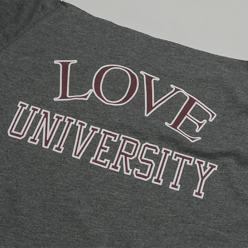 Long sleeve off shoulder letter pattern top  | Festival Outfits Women