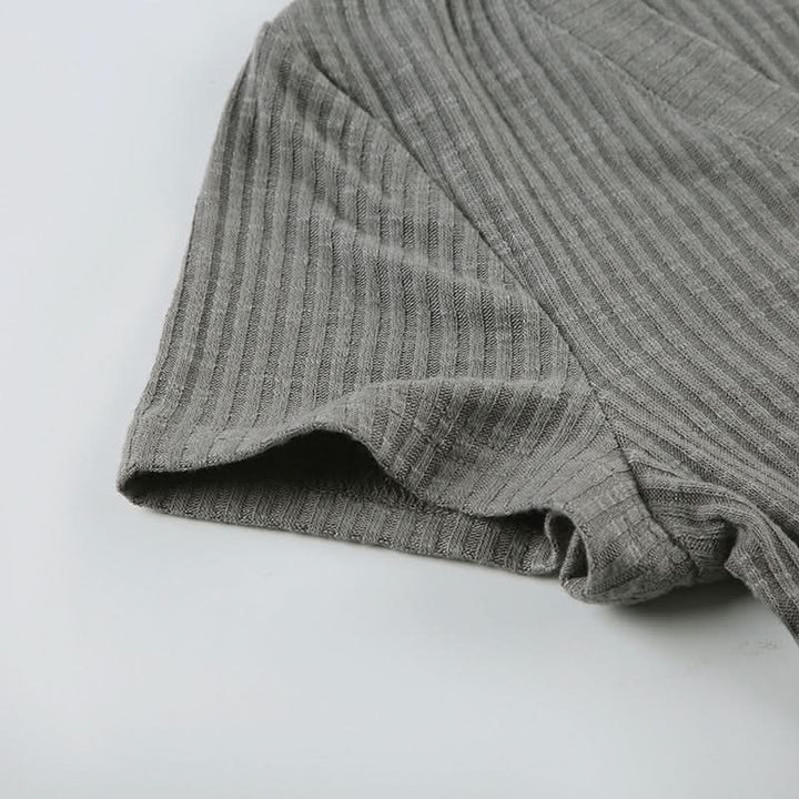 V neck short sleeve ribbed top  | Festival Outfits Women