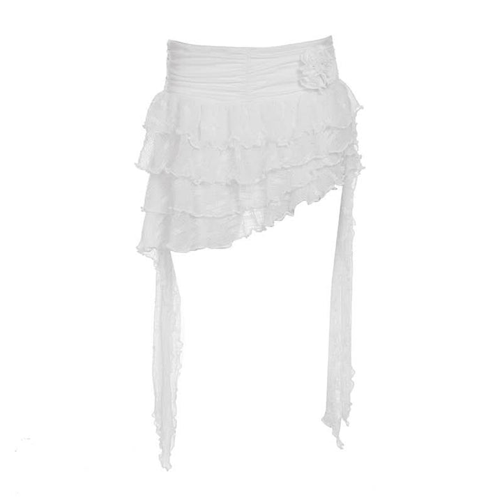 Ruffle irregular flower applique mini skirt  | Festival Outfits Women