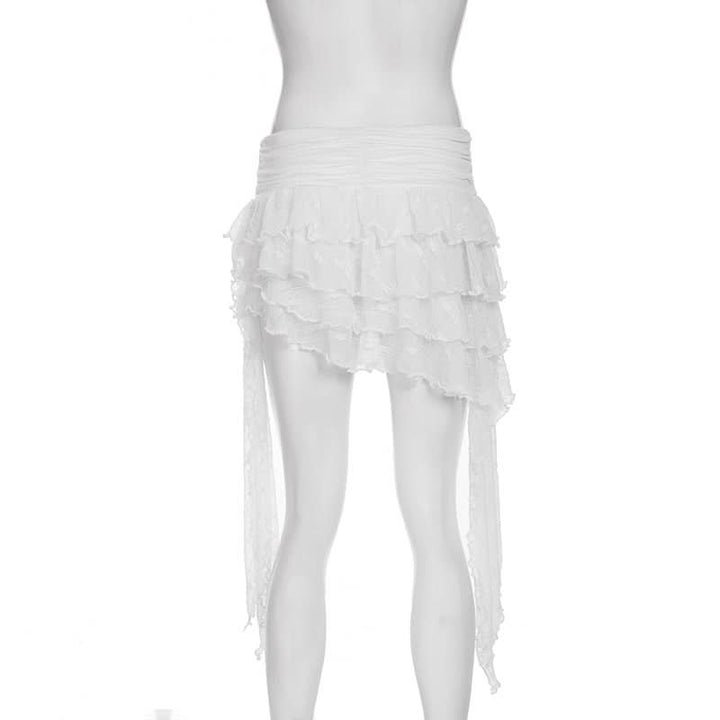 Ruffle irregular flower applique mini skirt  | Festival Outfits Women
