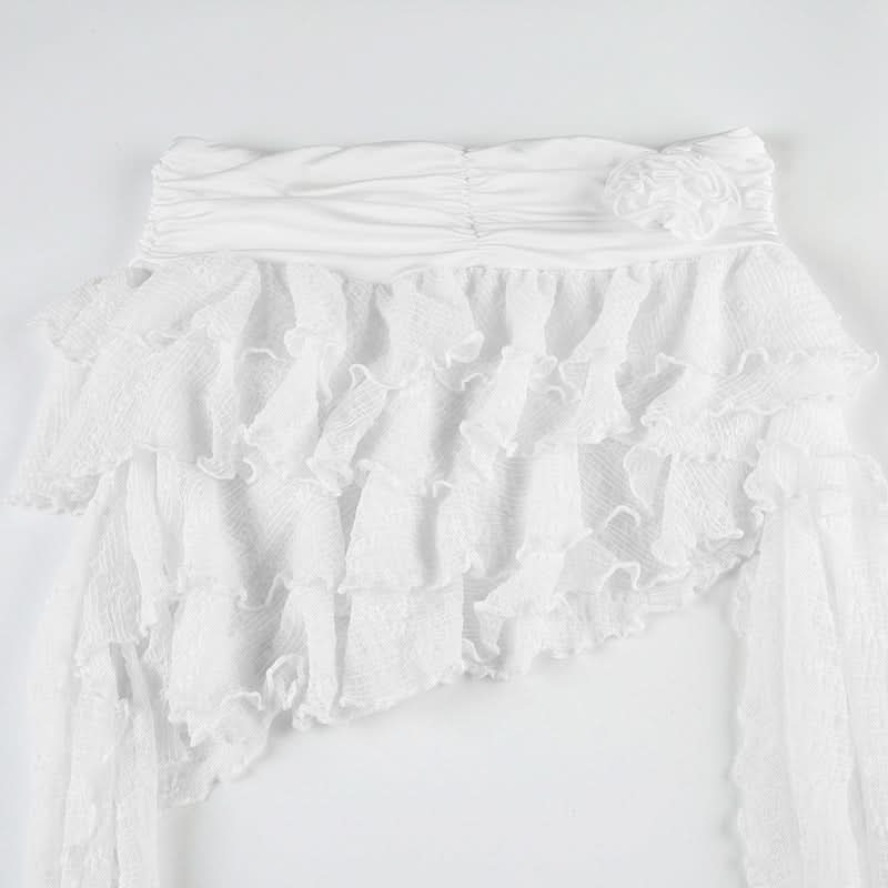Ruffle irregular flower applique mini skirt  | Festival Outfits Women