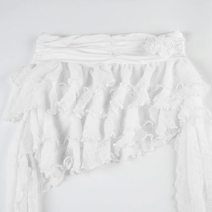 Ruffle irregular flower applique mini skirt  | Festival Outfits Women