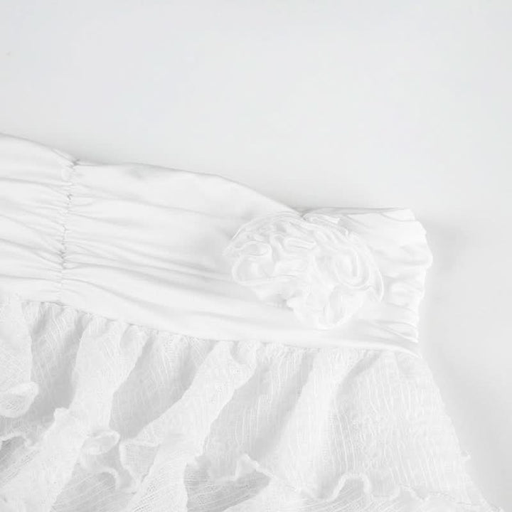 Ruffle irregular flower applique mini skirt  | Festival Outfits Women