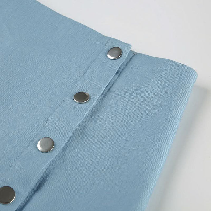 Denim lace patchwork button maxi skirt  | Festival Outfits Women