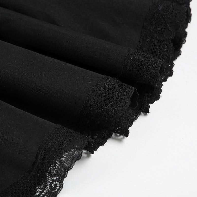 Ruffle self tie lace hem ruched cami mini dress  | Festival Outfits Women-final-sale