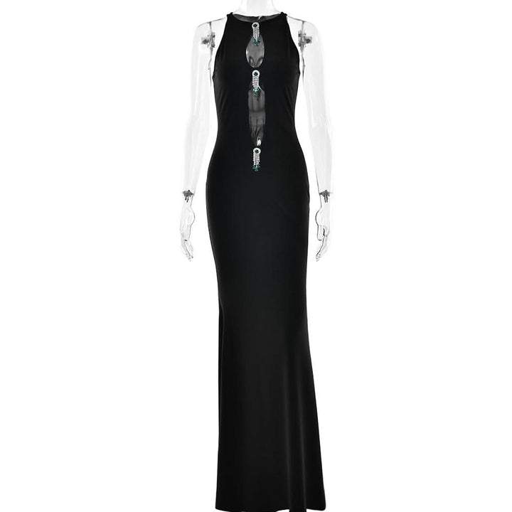 Hollow out metal applique cut out maxi dress  | Festival Outfits Women