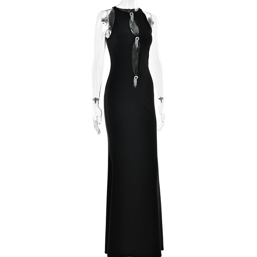 Hollow out metal applique cut out maxi dress  | Festival Outfits Women