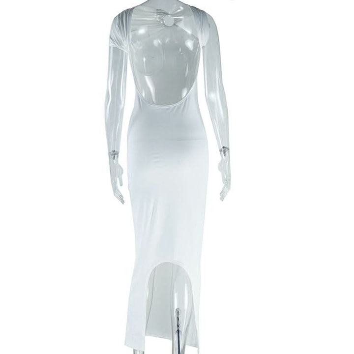 O ring ruched backless maxi dress  | Festival Outfits Women