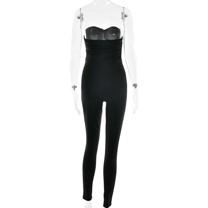 Bowknot hollow out ruched tube jumpsuit  | Festival Outfits Women