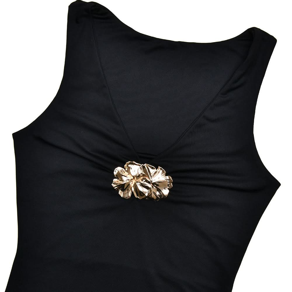 V neck sleeveless flower applique maxi dress  | Festival Outfits Women