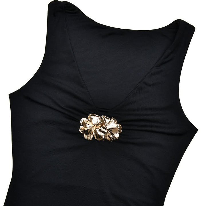 V neck sleeveless flower applique maxi dress  | Festival Outfits Women