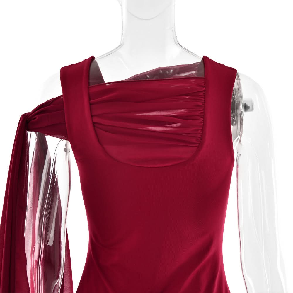 U neck knotted solid mini dress  | Festival Outfits Women