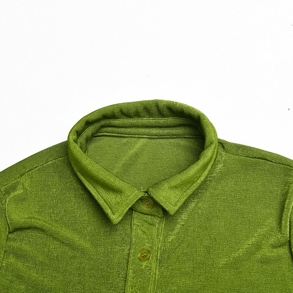 Turnover collar short sleeve ruched button mini dress  | Festival Outfits Women