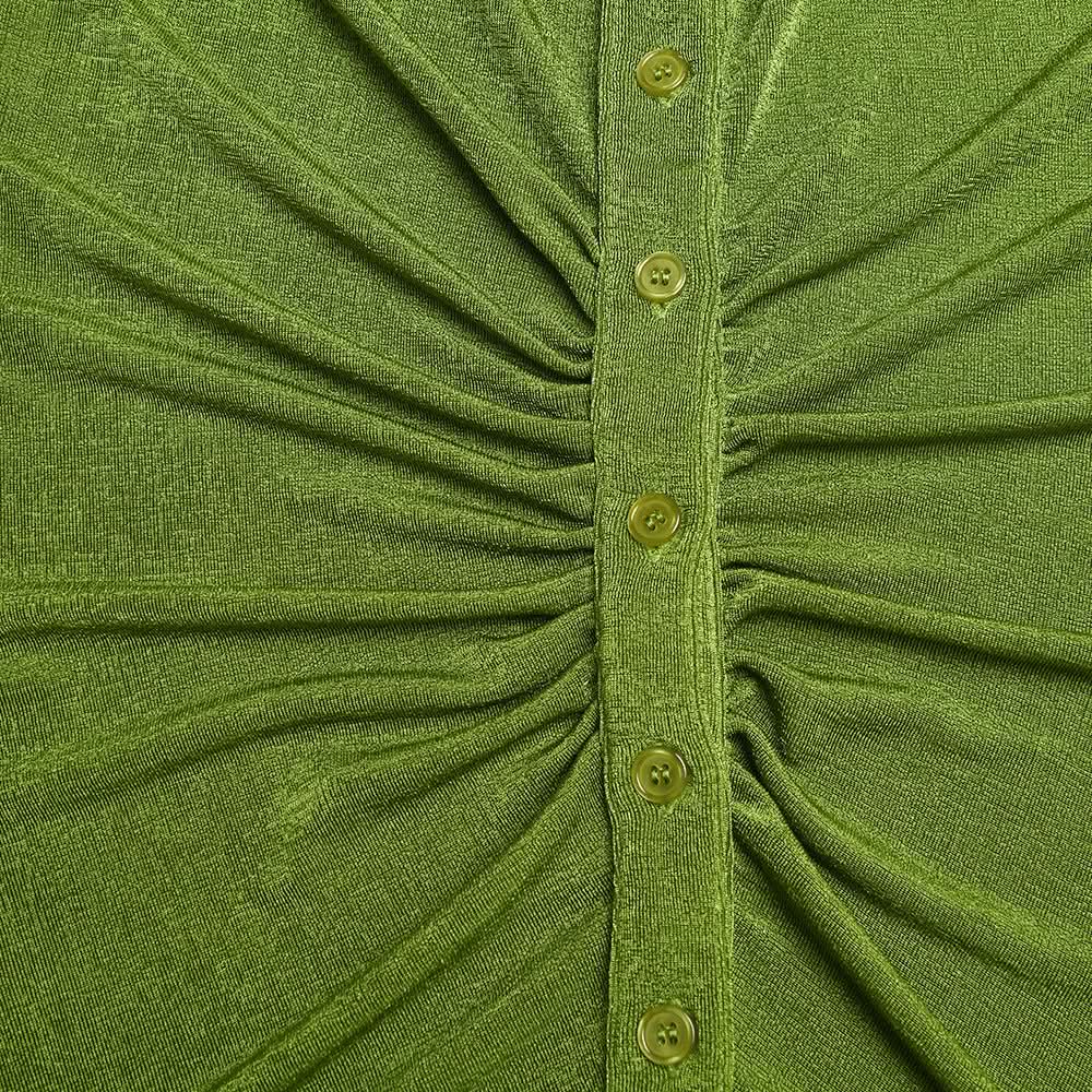 Turnover collar short sleeve ruched button mini dress  | Festival Outfits Women